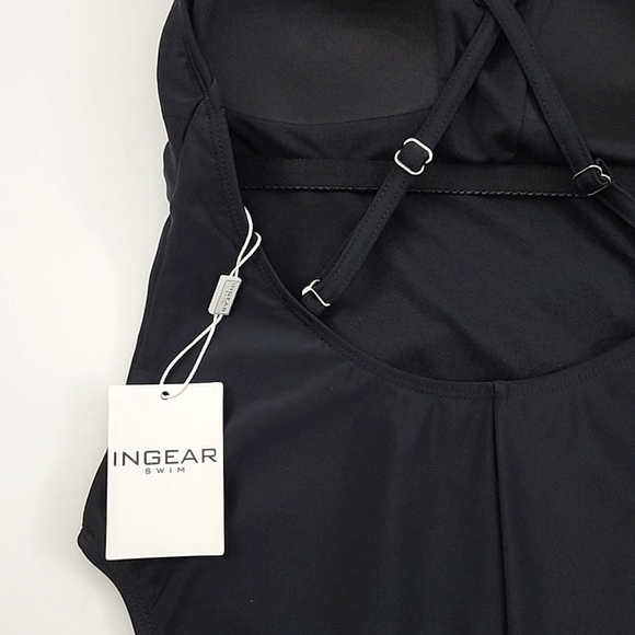 INGEAR SWIM Women's Black One Piece Swimsuit V Neck Convertible Straps Size M - Picture 3 of 15